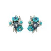 Paire De Boucles D'oreilles En Or Et Platine Sertie De Diamants, Turquoises Et Diamants. Alfred HANNE