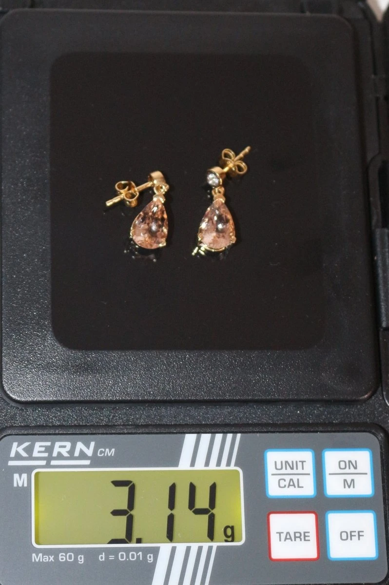 Paire De Boucles D'Oreilles Morganites Et Diamants 7 Paire De Boucles D'Oreilles Morganites Et Diamants – Image 7