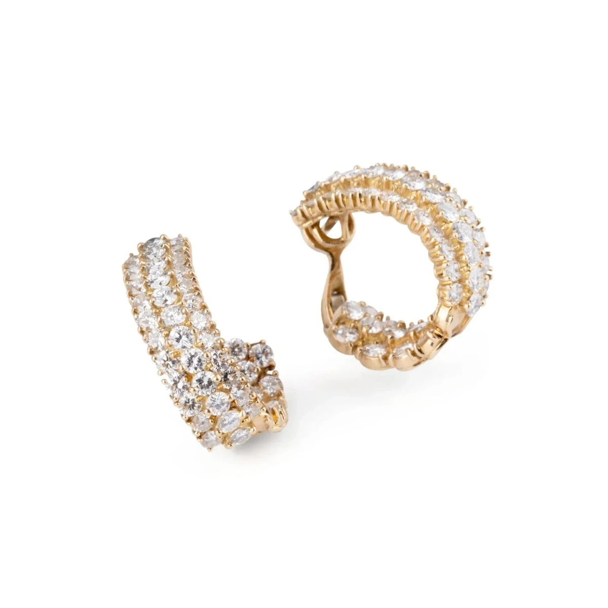 Paire De Boucles D'oreilles Sur Or Jaune En Diamants 2 Paire De Boucles D'oreilles Sur Or Jaune En Diamants – Image 2