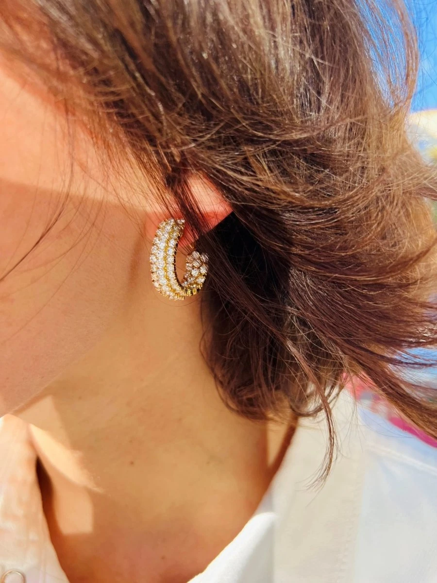 Paire De Boucles D'oreilles Sur Or Jaune En Diamants 7 Paire De Boucles D'oreilles Sur Or Jaune En Diamants – Image 7