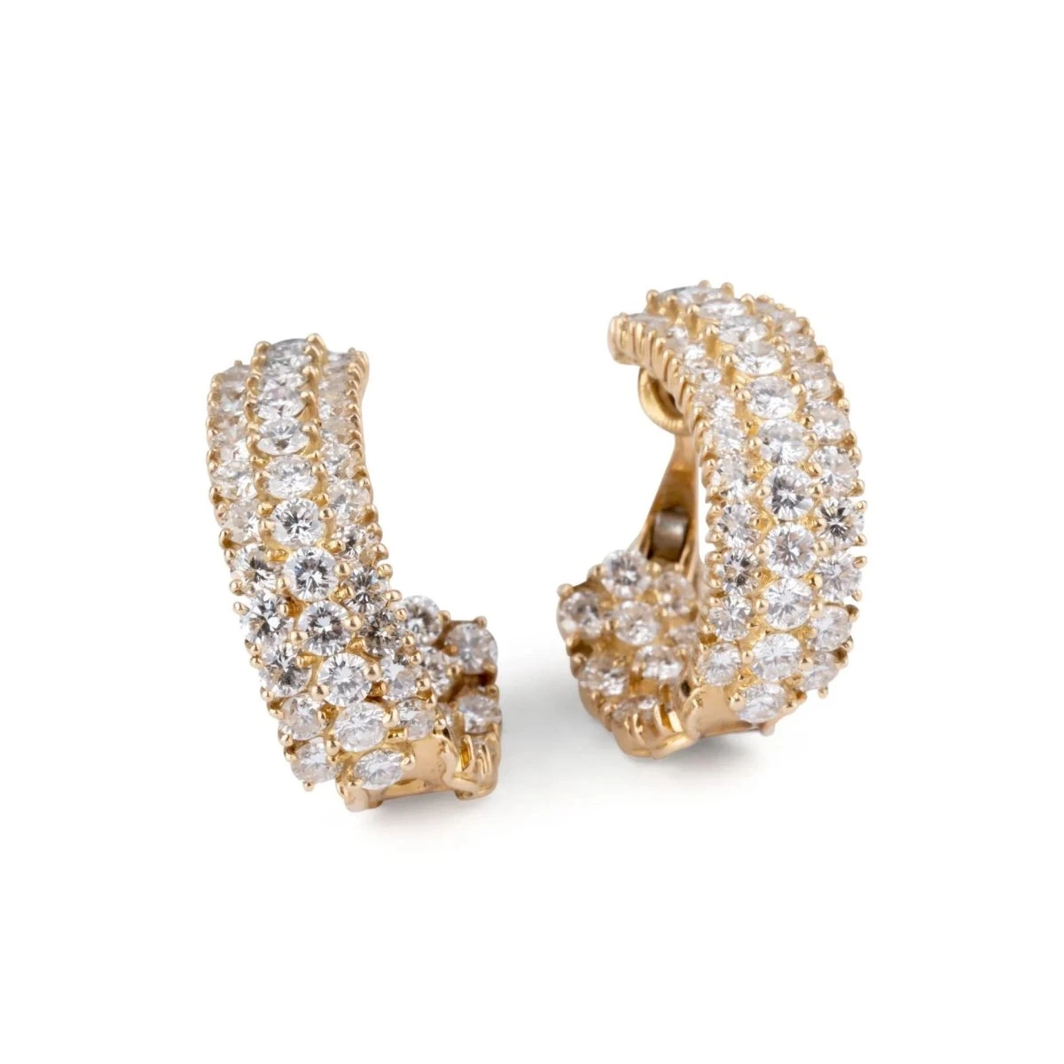 Paire De Boucles D'oreilles Sur Or Jaune En Diamants 5 Paire De Boucles D'oreilles Sur Or Jaune En Diamants – Image 5