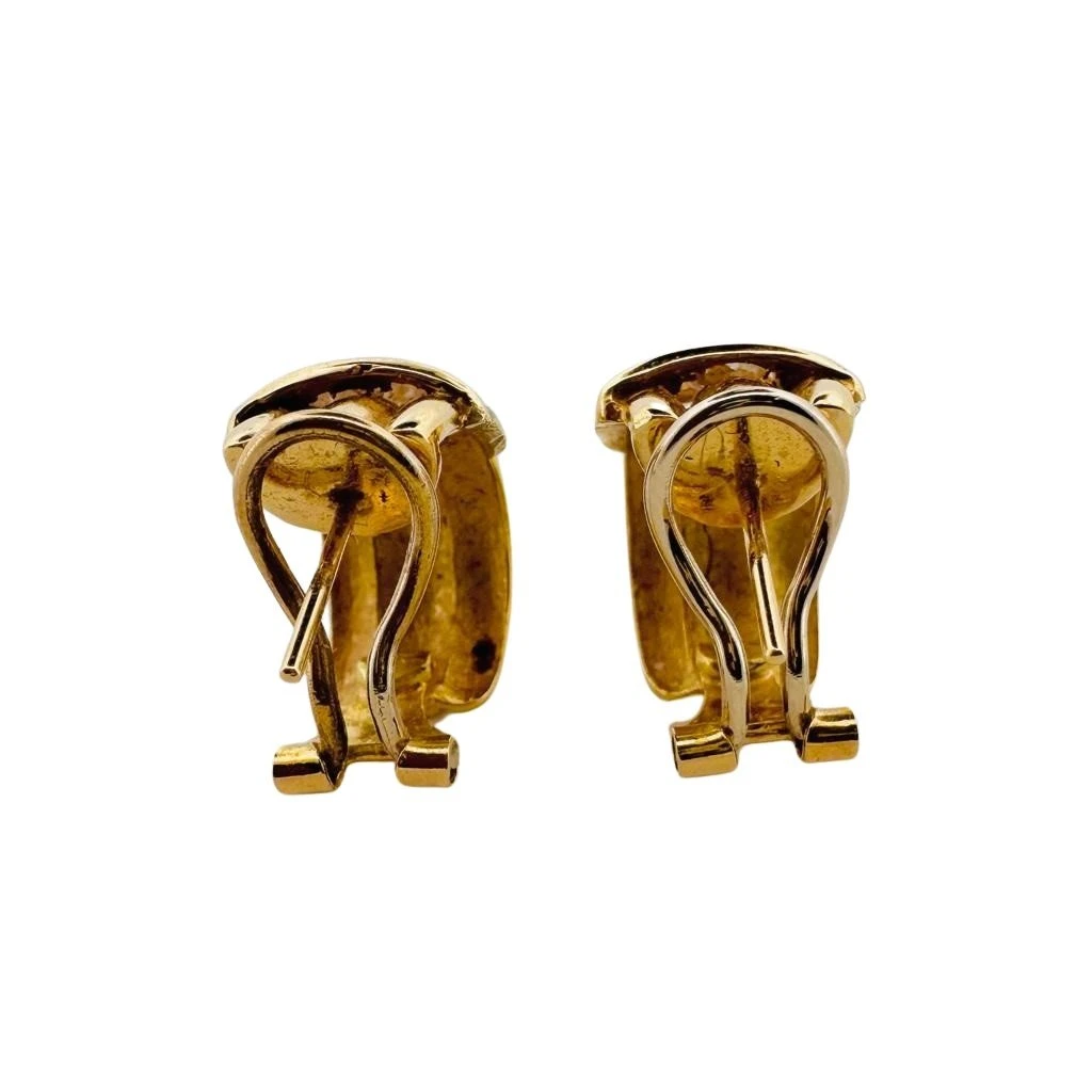 Paire De Demi Créoles En Or Jaune Et Diamants 3 Paire De Demi Créoles En Or Jaune Et Diamants – Image 3