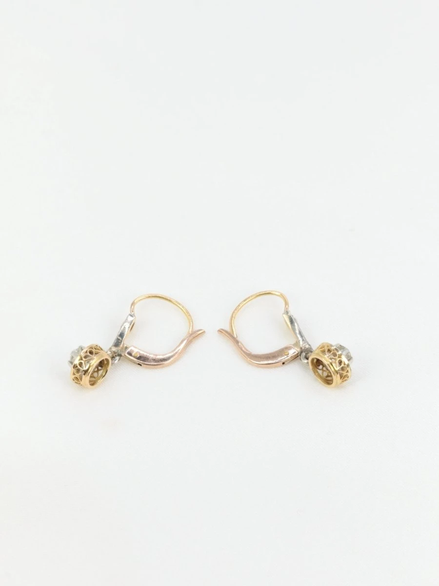 Paire De Dormeuses Anciennes En Or Et Diamants Taille Ancienne 4 Paire De Dormeuses Anciennes En Or Et Diamants Taille Ancienne – Image 4