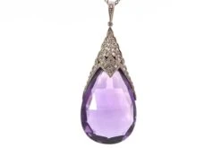 Pendentif Ancien 1900 Améthyste Et Diamants En Or Et Platine