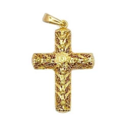 Pendentif Croix En Or Jaune Filigrané
