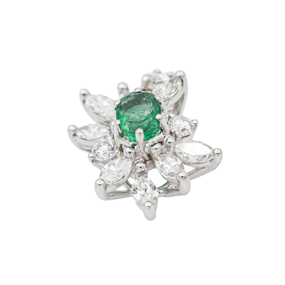 Pendentif En Or Blanc, émeraude Et Diamants 4 Pendentif En Or Blanc, émeraude Et Diamants – Image 4