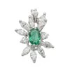 Pendentif En Or Blanc, émeraude Et Diamants