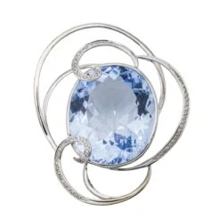 Pendentif Or Blanc Aigue Marine