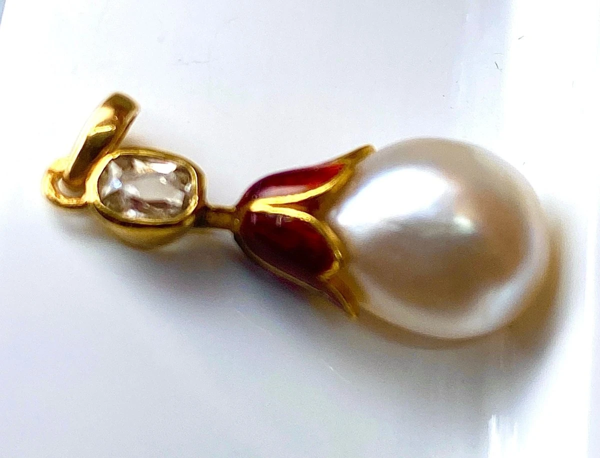 Pendentif Perle Fine , Diamant ,or ,époque Vers 1900 2 Pendentif Perle Fine , Diamant ,or ,époque Vers 1900 – Image 2