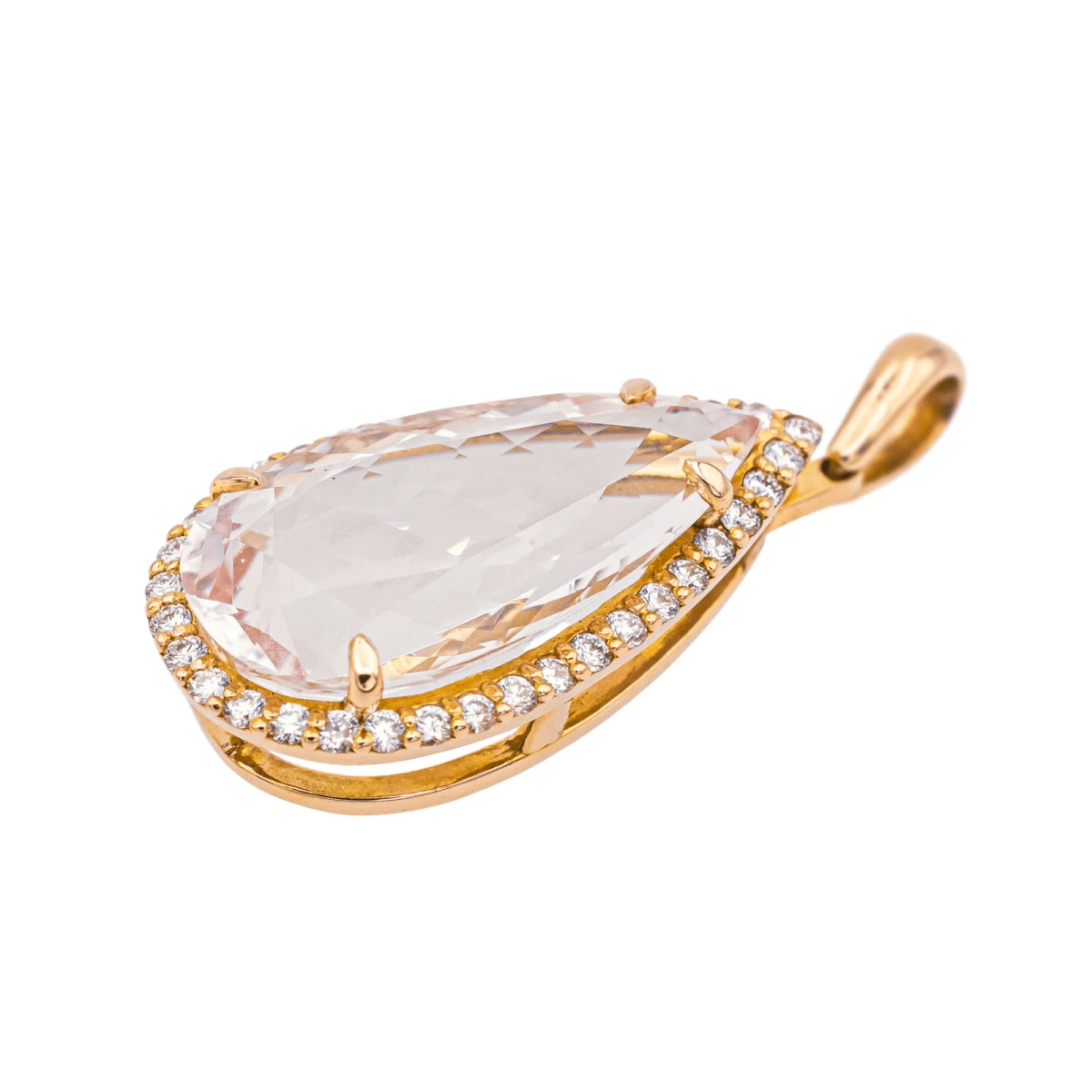 Pendentif Poire En Or Rose, Morganite Et Diamants 2 Pendentif Poire En Or Rose, Morganite Et Diamants – Image 2