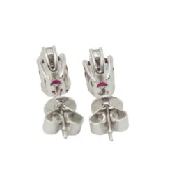 Puces D'oreilles En Or Blanc, Rubis Et Diamants -Castafiore Boutique puces doreilles en or blanc rubis et diamants 318491