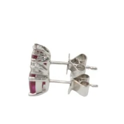 Puces D'oreilles En Or Blanc, Rubis Et Diamants -Castafiore Boutique puces doreilles en or blanc rubis et diamants 873073