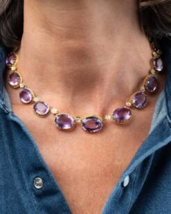 Ras De Cou - Bracelet En Or Jaune Et Améthystes -Castafiore Boutique ras de cou bracelet en or jaune et amethystes 184097