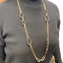 Miller Sautoir POMELLATO "Victoria" En Or Rose, Diamants Noirs Et Jais -Castafiore Boutique sautoir pomellato victoria en or rose diamants noirs et jais 456276