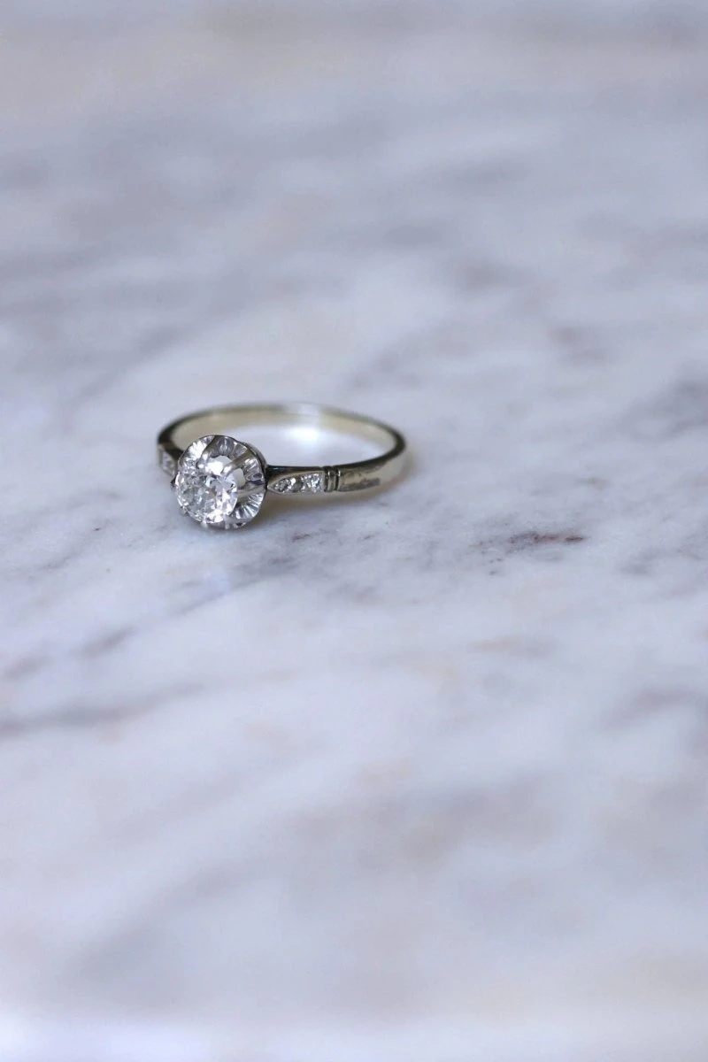 Solitaire Art Déco Diamant 0.50 Ct 4 Solitaire Art Déco Diamant 0.50 Ct – Image 4