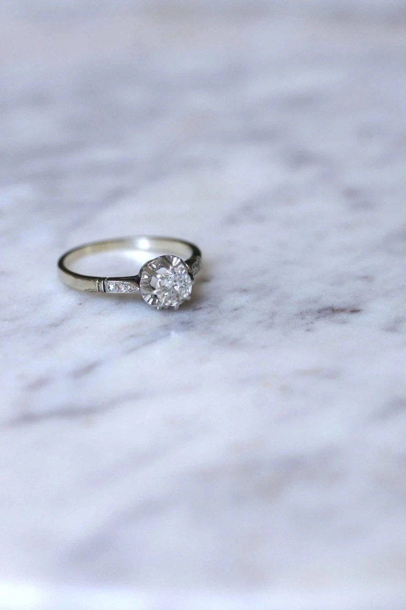 Solitaire Art Déco Diamant 0.50 Ct 5 Solitaire Art Déco Diamant 0.50 Ct – Image 5